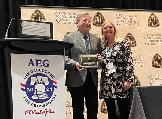 Cato was presented the Floyd T. Johnston Service Award by then-AEG President Sarah Kalika at the AEG Annual Meeting in Philadelphia.