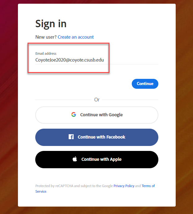 Sign-in Adobe