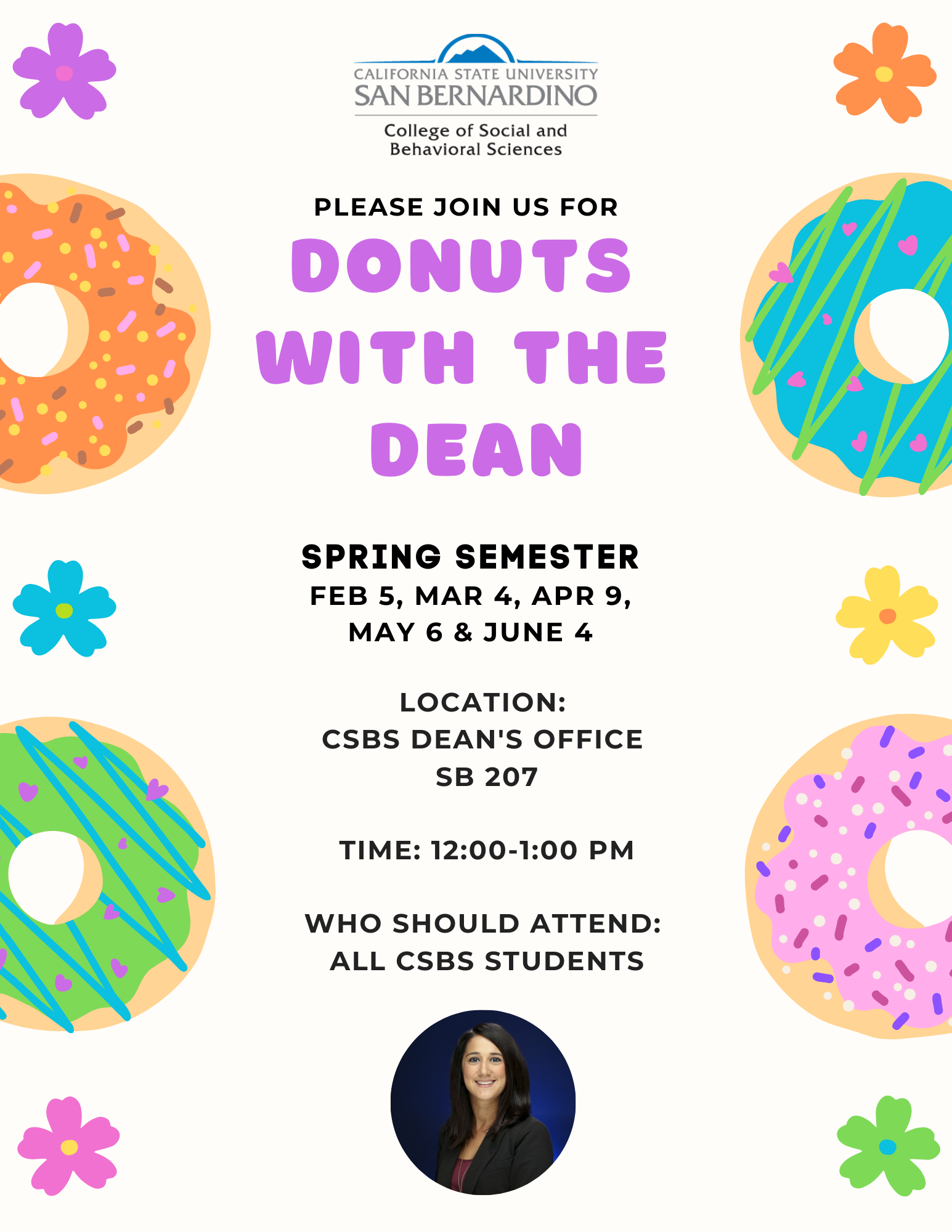 Donuts with the CSBS Dean Spring 2025 Flyer