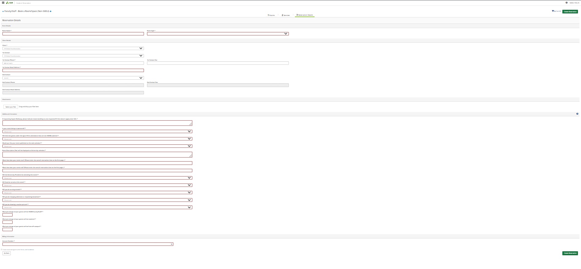 Example screen of Reservation Details in EMS