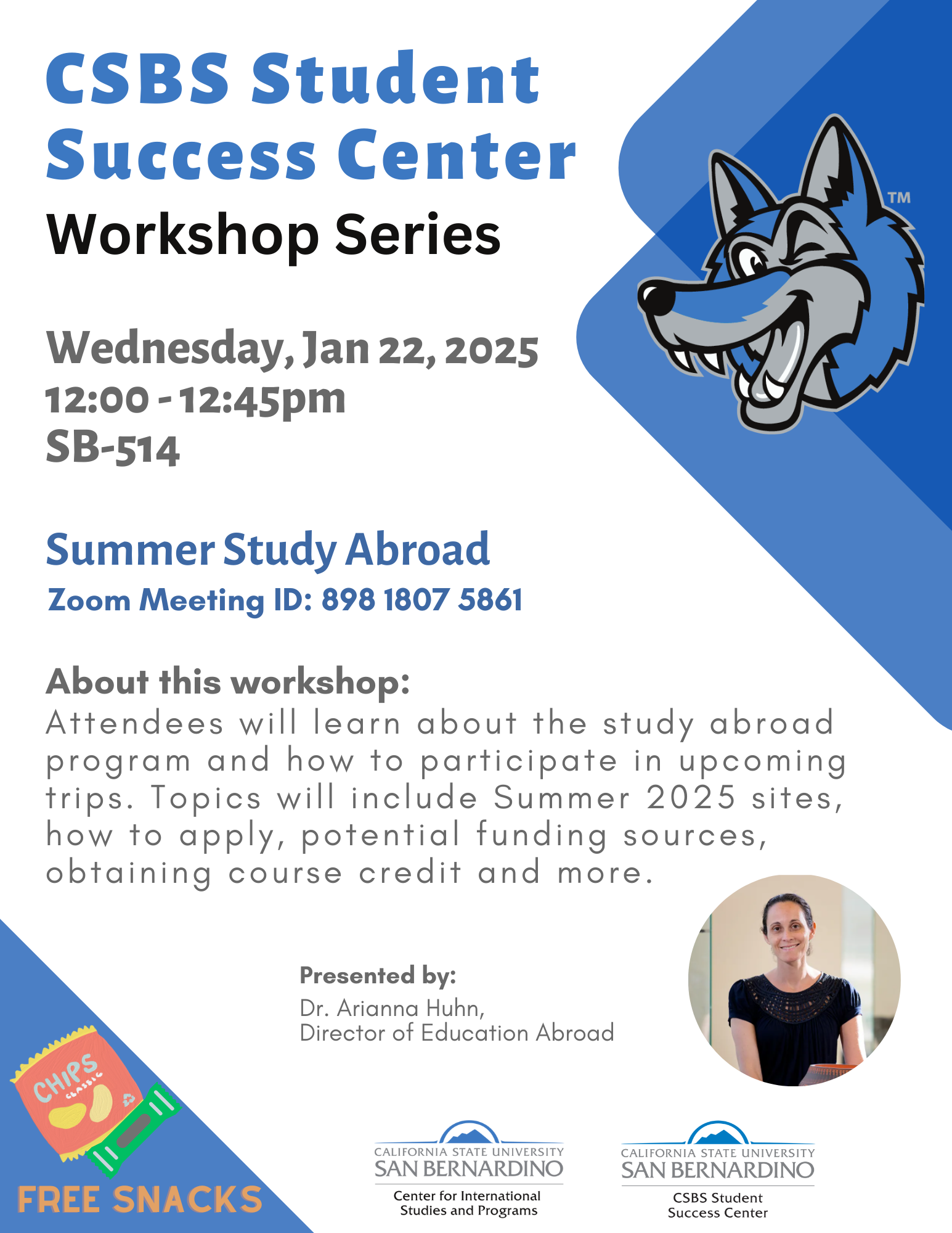 CSBS SSC Workshop Flyer: Study Abroad Program