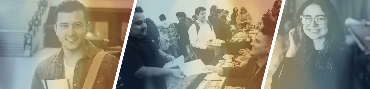 Students smiling at camera with books in their hands.