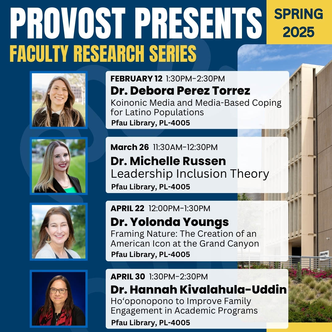 Flyer for the Provost Presents lecture series, spring schedule