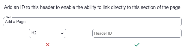 Example of header edit menu