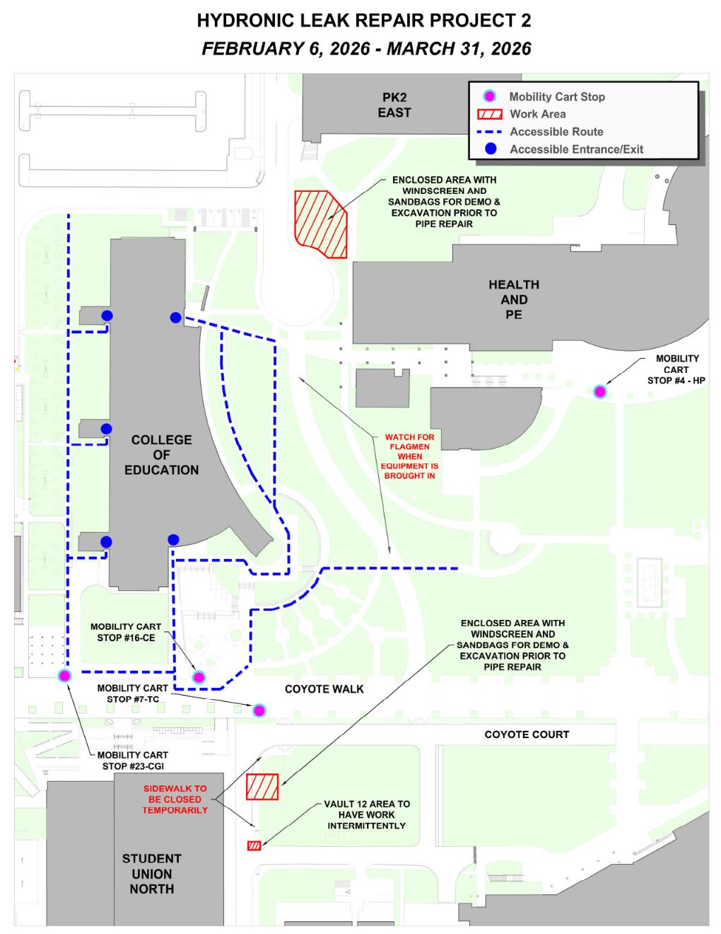Campus map depicting construction areas.