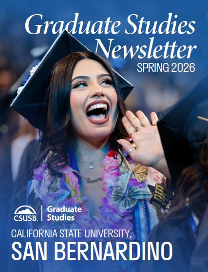 newsletter cover shows young woman in graduation cap and gown
