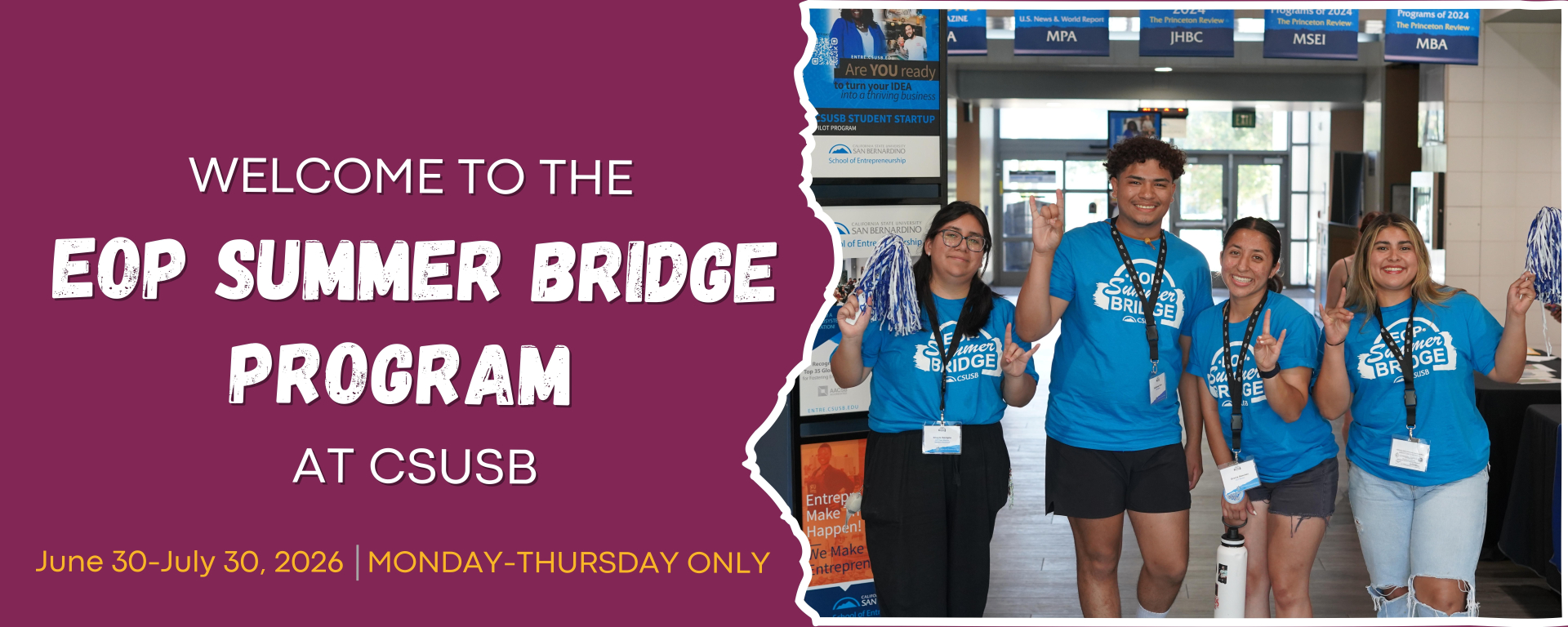 Welcome to EOP Summer Bridge Program Banner