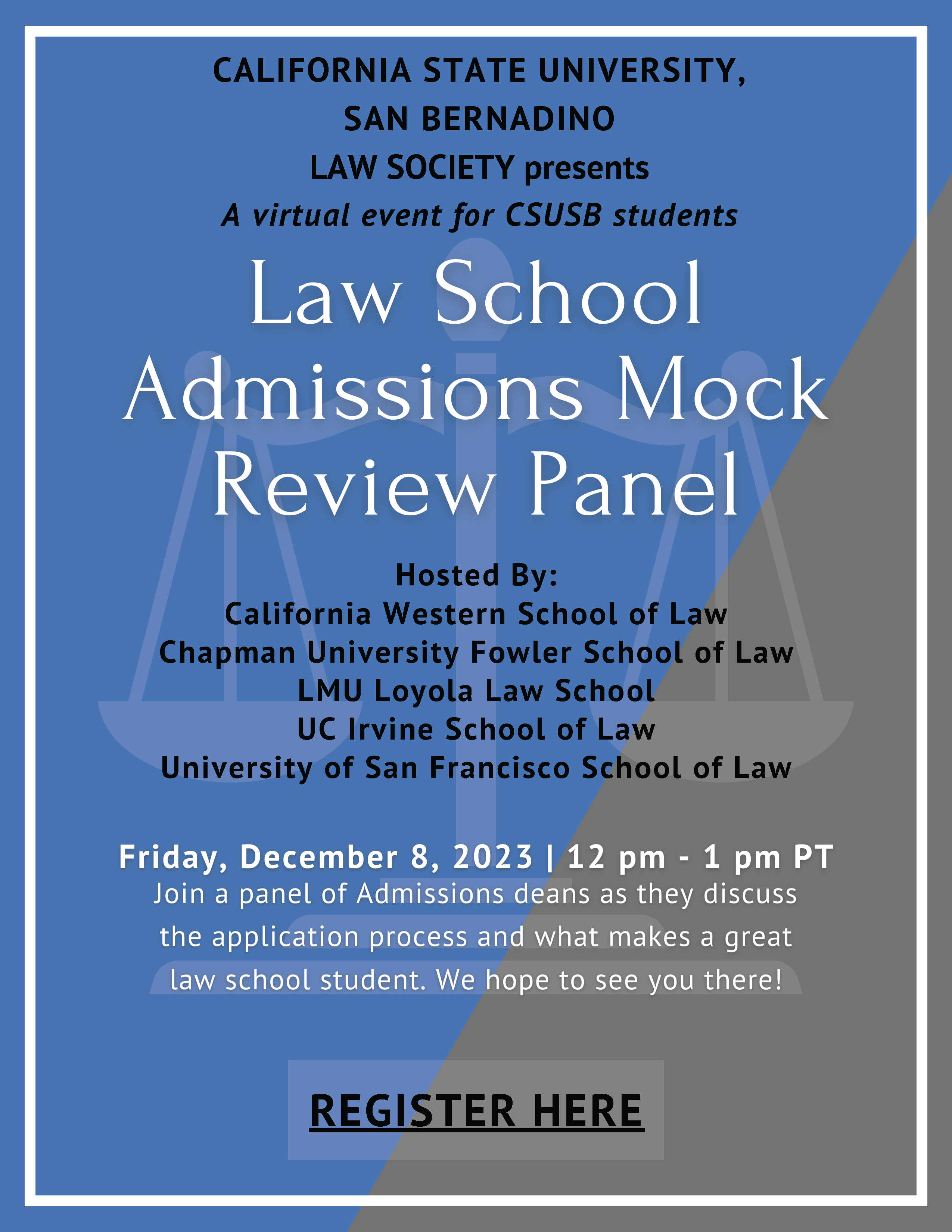 Law School Admissions Mock Review Panel Flyer