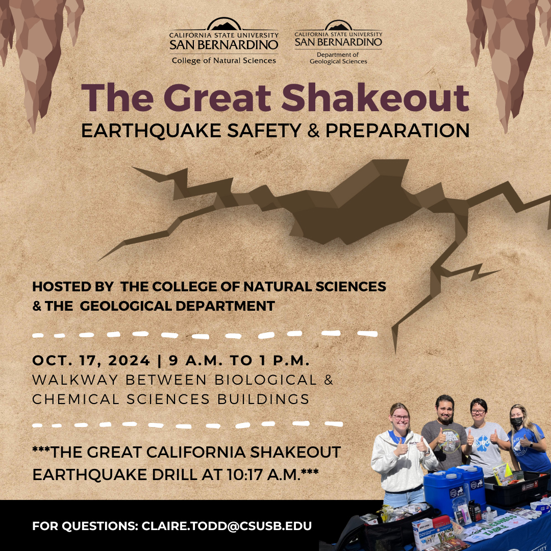 CNS, Dept of Geological Sciences Great ShakeOut flyer