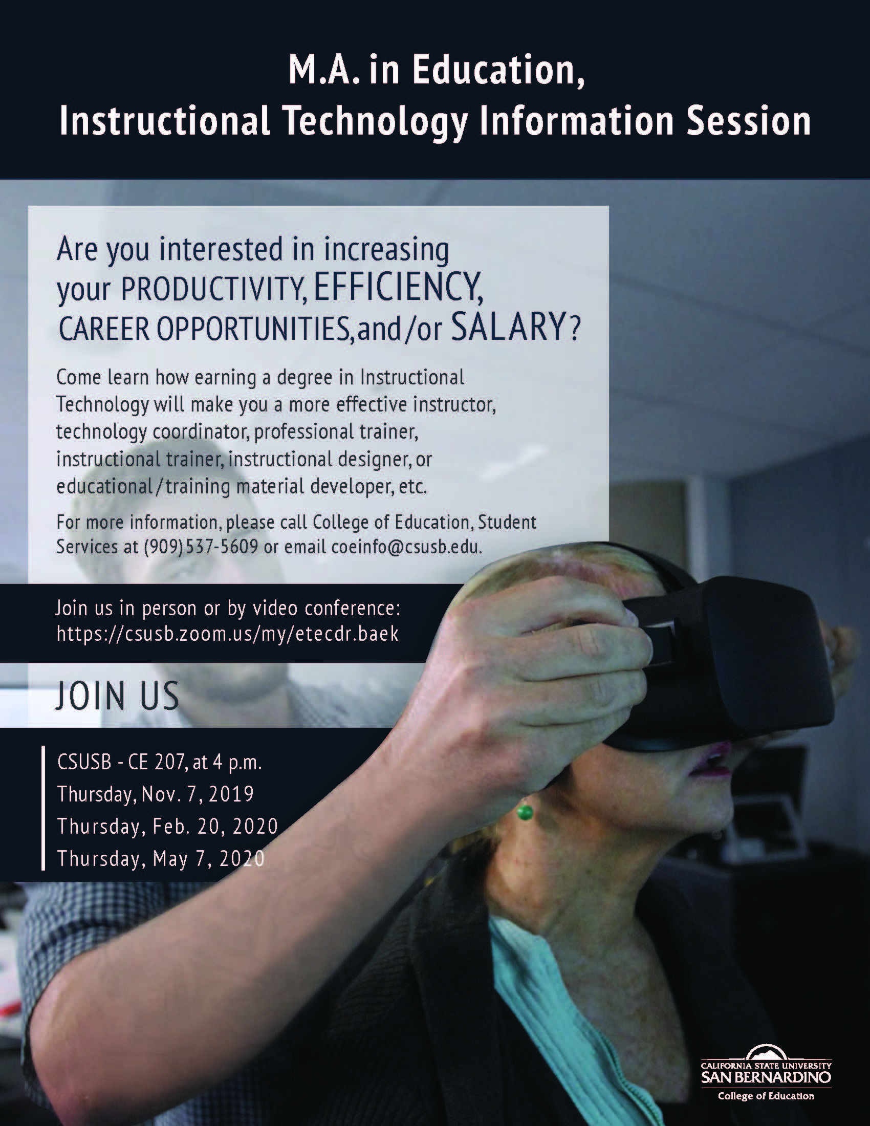 Instructional Technology Program Information Session Flyer