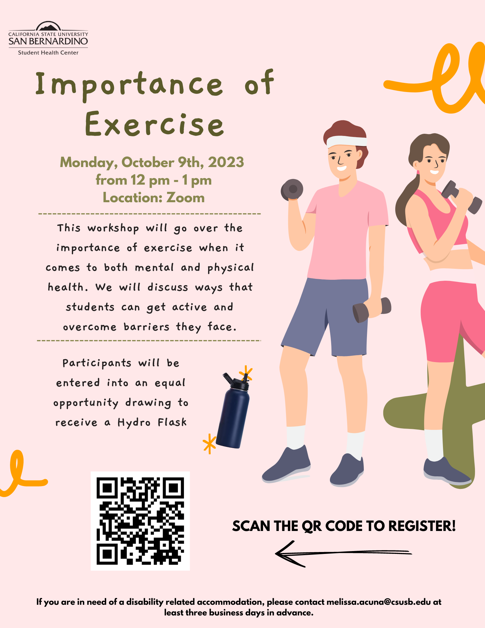 Pink and white flyer for Importance of Exercise flyer