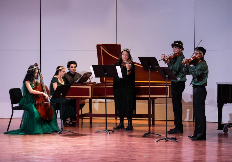 Students playing instruments